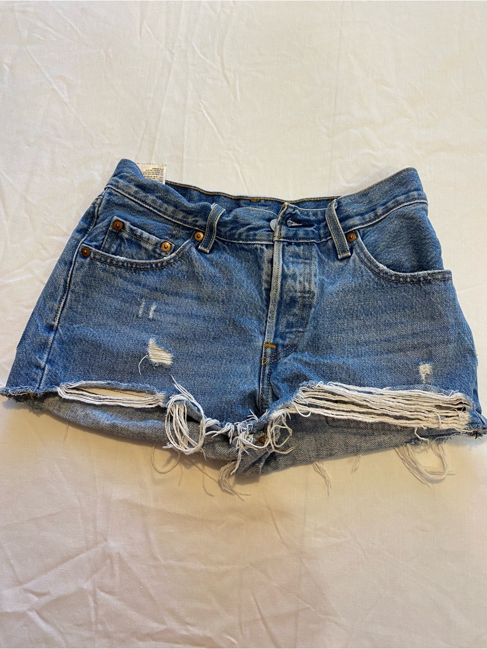 Levi’s 501 Grunge Button Fly Distressed Denim Off Short Frayed Size 24